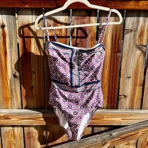 Nanette Lepore Mallorca Mosaic Bandea One Piece Swimsuit M